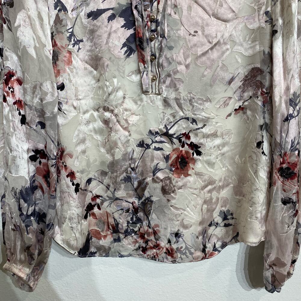 White House Black Market Floral Blouse Sz 10 - Picture 4 of 12